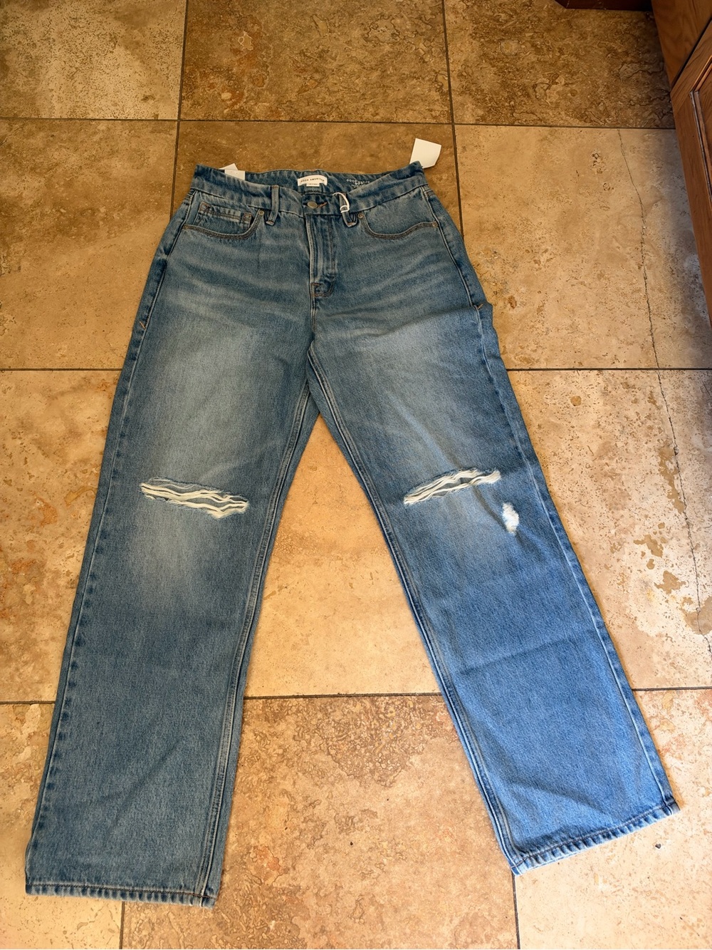 Good American Light Blue Ripped Relaxed Jeans